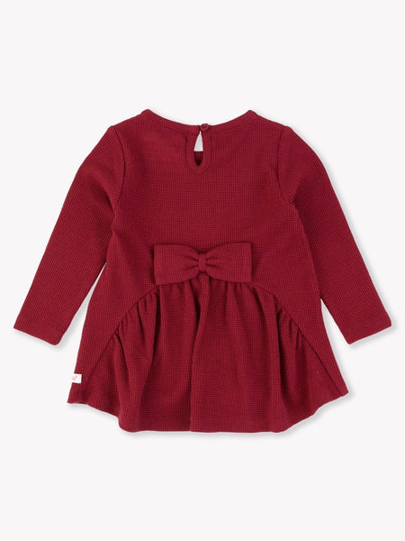 Waffle Knit Long Sleeve Bow Back Top & Ruched Bow Leggings