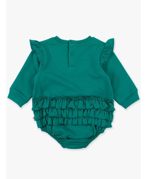 Emerald Green Sweatshirt Bubble Romper