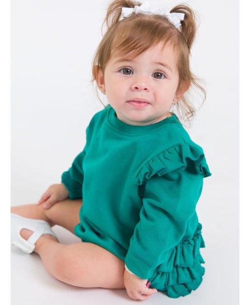 Emerald Green Sweatshirt Bubble Romper