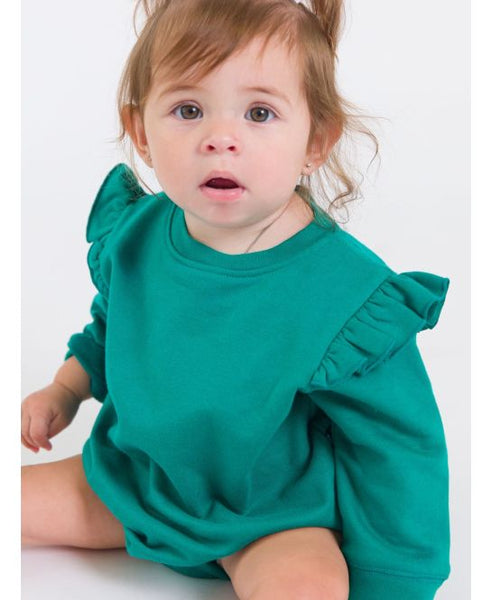 Emerald Green Sweatshirt Bubble Romper