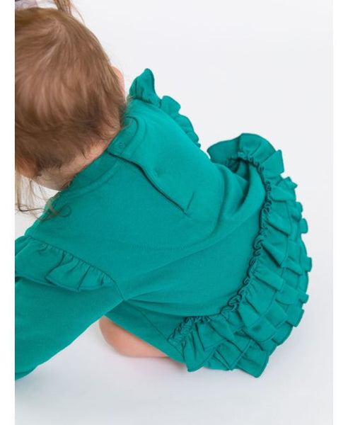 Emerald Green Sweatshirt Bubble Romper