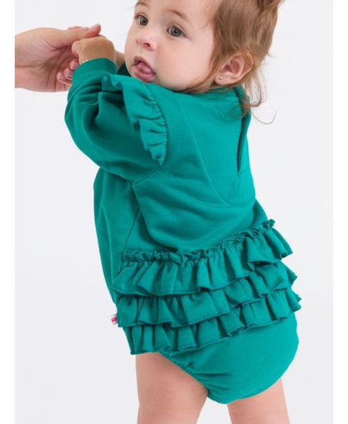Emerald Green Sweatshirt Bubble Romper