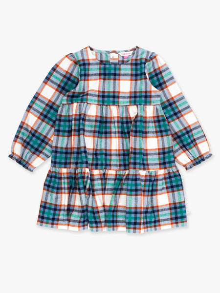 Peyton Plaid Woven Long Sleeve Tiered Twirl Dress