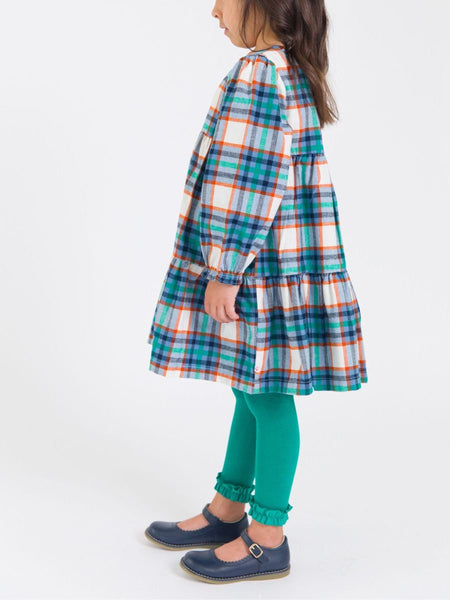 Peyton Plaid Woven Long Sleeve Tiered Twirl Dress