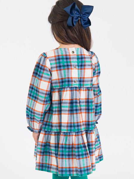 Peyton Plaid Woven Long Sleeve Tiered Twirl Dress