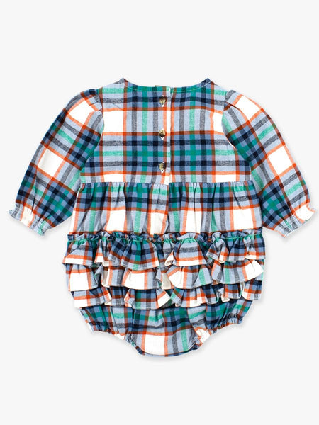 Peyton Plaid Woven Long Sleeve Bubble Romper