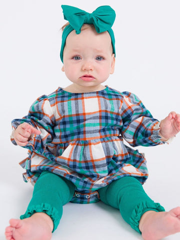 Peyton Plaid Woven Long Sleeve Bubble Romper
