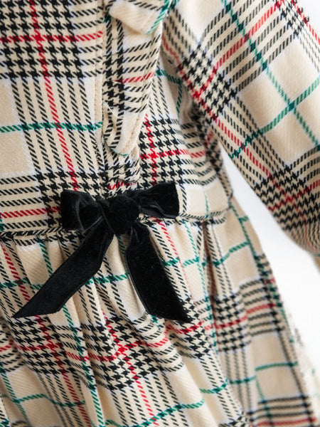 Tannen Woven Long Sleeve Waterfall Bow Dress