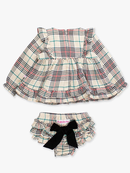 Tannen Woven Long Sleeve Waterfall Bow Swing Top & Bloomer Set