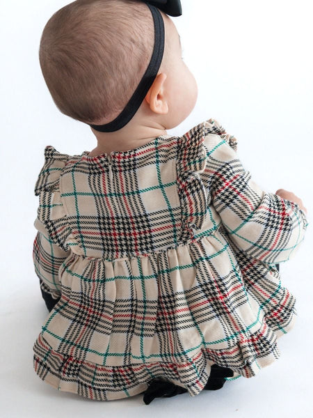 Tannen Woven Long Sleeve Waterfall Bow Swing Top & Bloomer Set