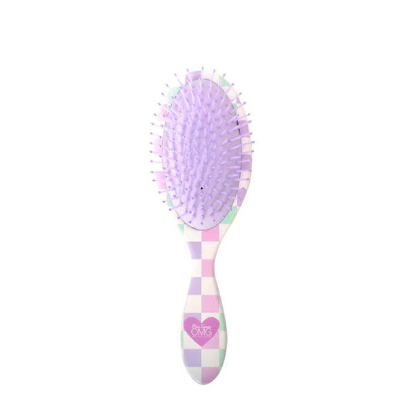 Miss Gwen Unicorn Checkerboard Print Round Hair Brush