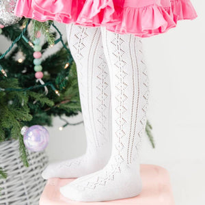 Fancy Knit Tights-White