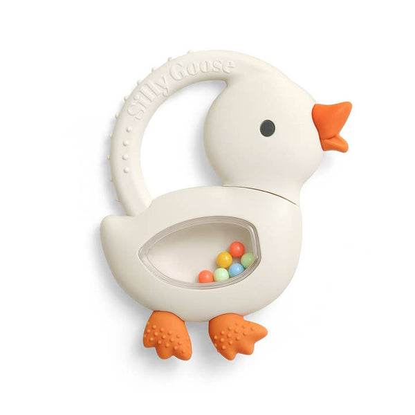 Itzy Bitzy Shake™ - Silicone Teether with Rattle - Goose