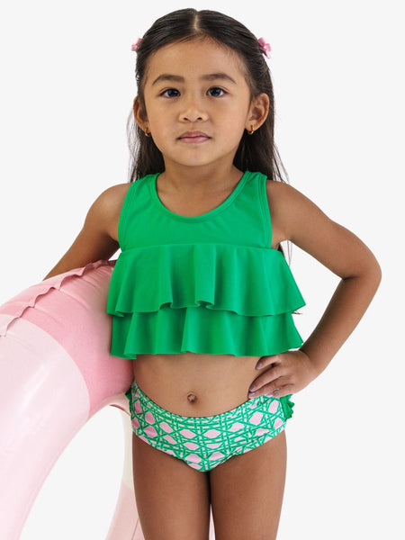 Pink Coastal Cane Flounce Bikini 2-Piece Swimsuit, with Ruffles
