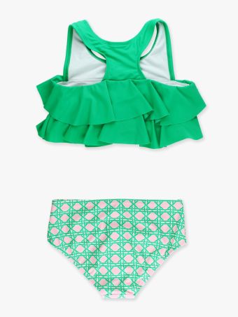 Pink Coastal Cane Flounce Bikini 2-Piece Swimsuit