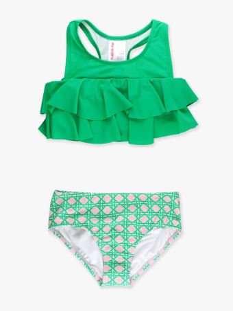 Pink Coastal Cane Flounce Bikini 2-Piece Swimsuit