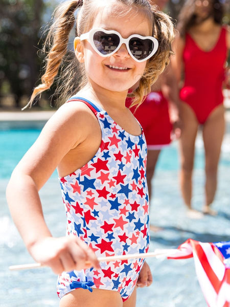 Shimmer Star-Spangled Cross-Back One Piece Swimsuit