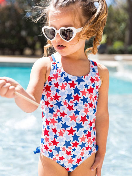Shimmer Star-Spangled Cross-Back One Piece Swimsuit