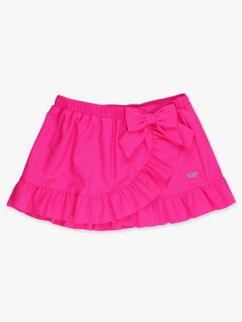 Neon Magenta Swim Bow Skirt Cover-Up