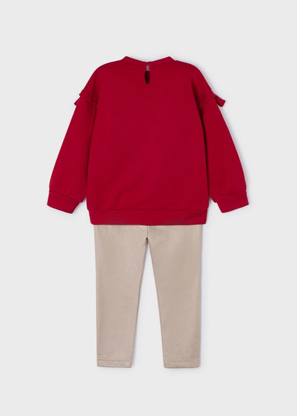Red Sequined Applique Sweater & Leggings Set
