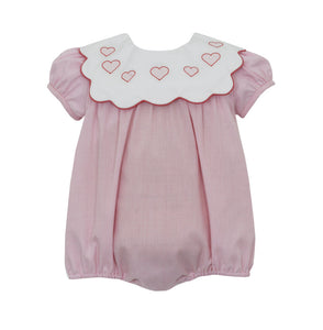 Pink Gingham Heart Scalloped Collar Bubble