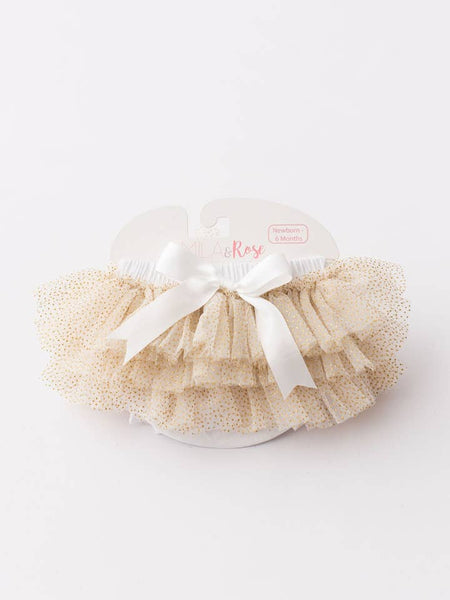White & Gold Glitter Ruffle Tutu Bloomer
