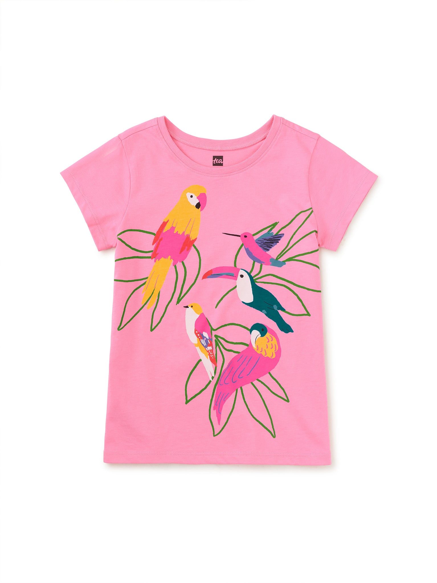 Tropical Birds Graphic Tee-Sachet Pink