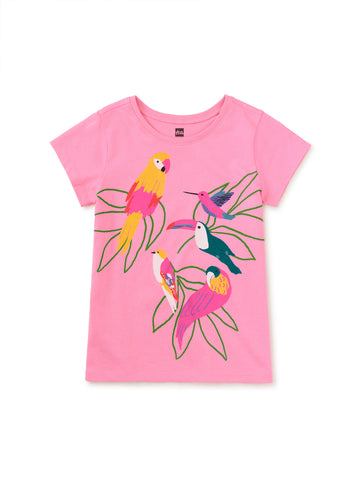 Tropical Birds Graphic Tee-Sachet Pink