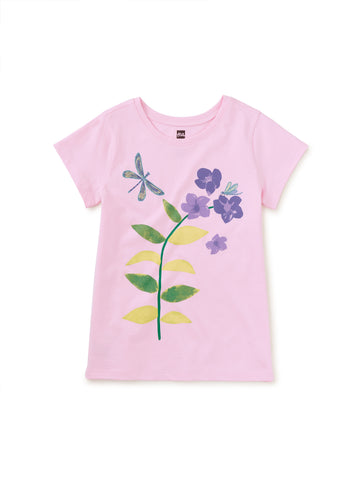 Dragonfly Floral Graphic Tee-Pink Lady
