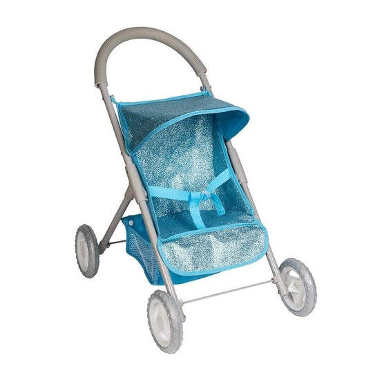 Adora Glittery Baby Doll Stroller with Light-Up Wheels & Medium Shade - Blue Glam