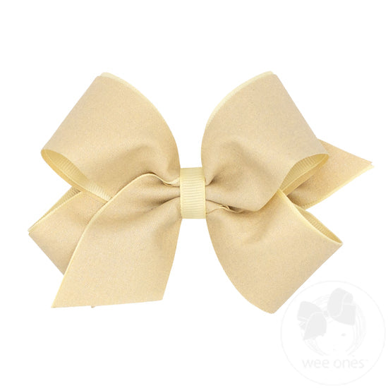 Medium Shimmer Fabric with Grosgrain Underlay Hair Bow
