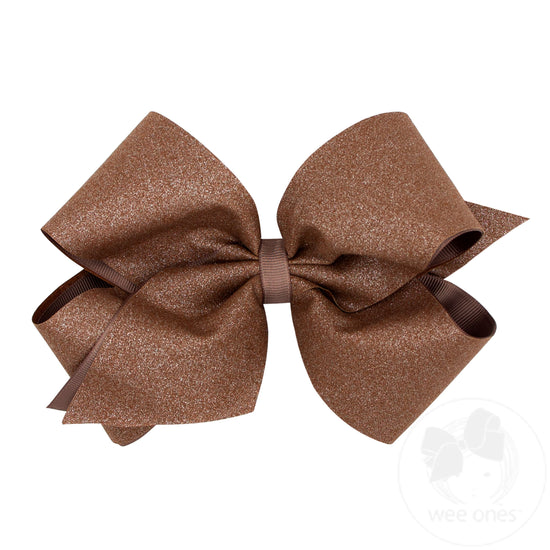 King Shimmer Fabric with Grosgrain Underlay Hair Bow