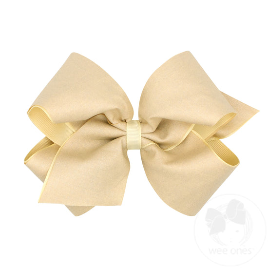 King Shimmer Fabric with Grosgrain Underlay Hair Bow