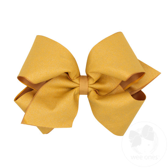 King Shimmer Fabric with Grosgrain Underlay Hair Bow