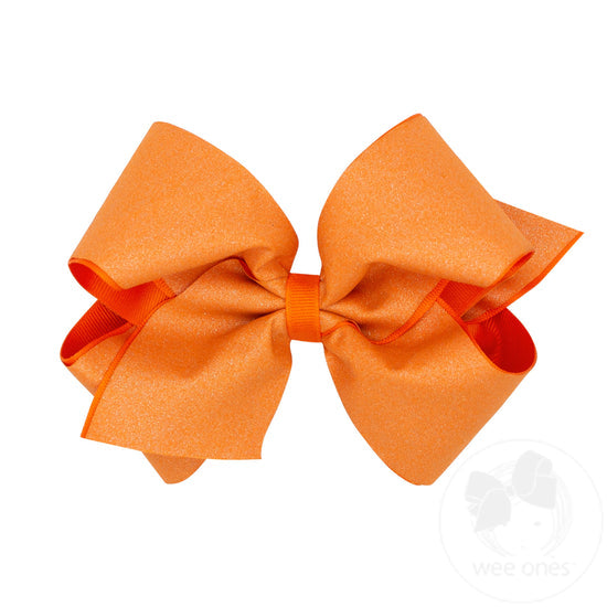 King Shimmer Fabric with Grosgrain Underlay Hair Bow