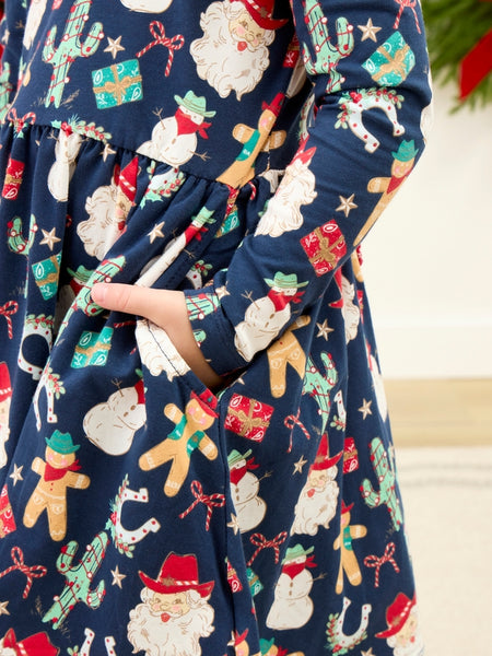 Giddy Up Santa Western Christmas Twirl Dress