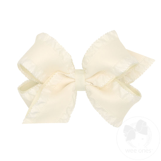 Medium Ruffle Edge Satin with Grosgrain Underlay Bow