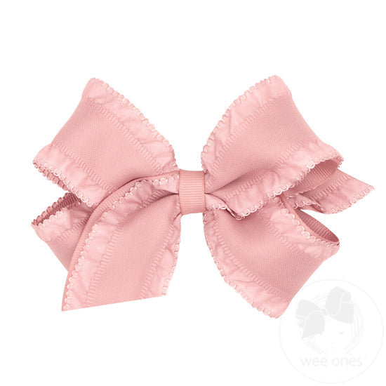 Medium Ruffle Edge Satin with Grosgrain Underlay Bow