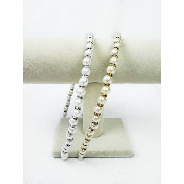 White and Ivory Shiny Pearl Headband