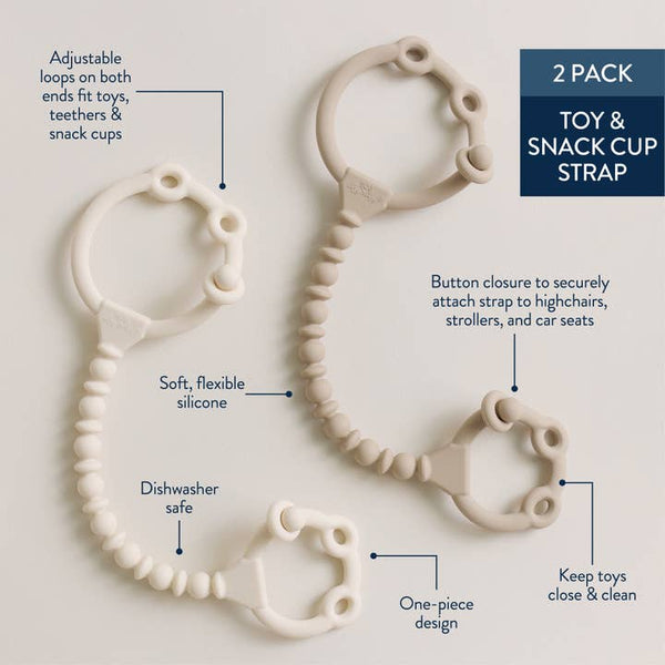 Itzy Strap Pack™ - Toy and Snack Cup Strap - Tan/Cream
