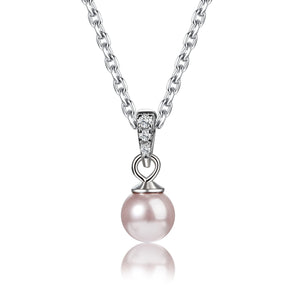 Sterling Silver Child's Pink Pearl Necklace