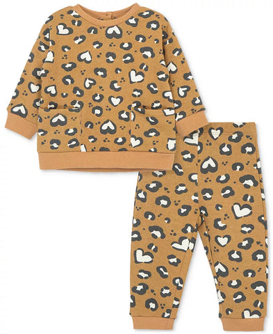Leopard Heart Sweatshirt Set