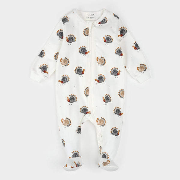Turkey Print Zip Footie