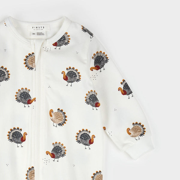 Turkey Print Zip Footie