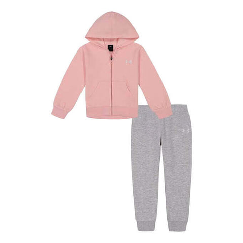 UA Chest Logo Hoodie Set-Pink Fizz