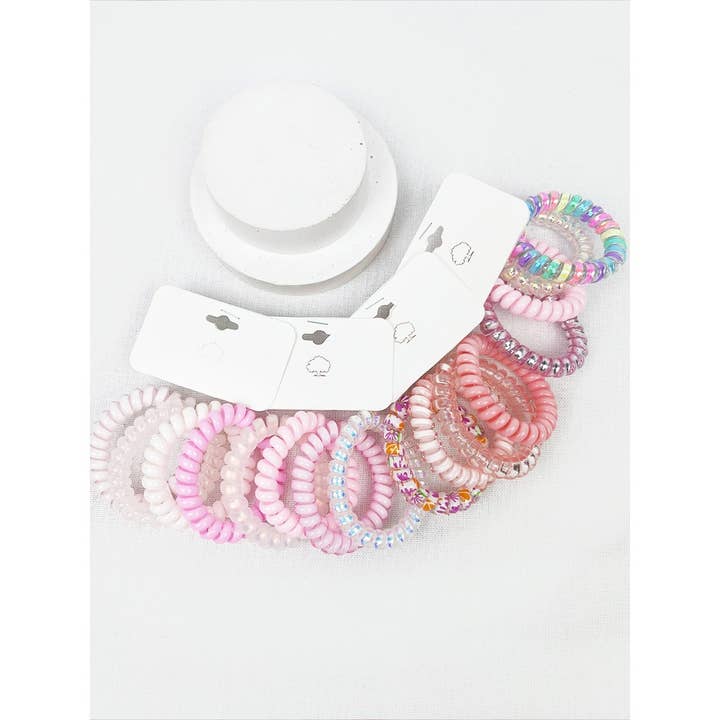 Pink Multi Design Spiral Hair Ties