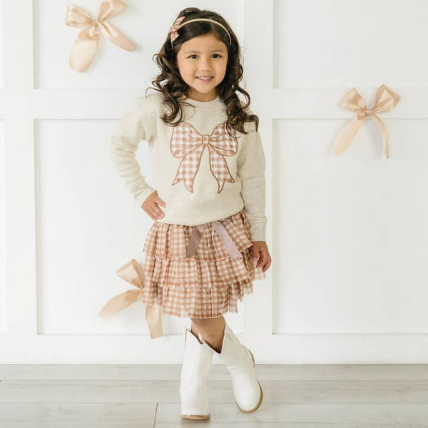 Gingham Bow Patch Sweatshirt