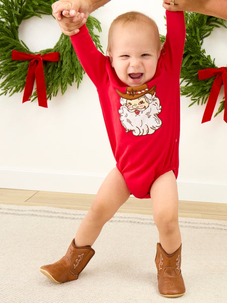 Giddy Up Santa Western Christmas Sweatshirt Bubble Romper