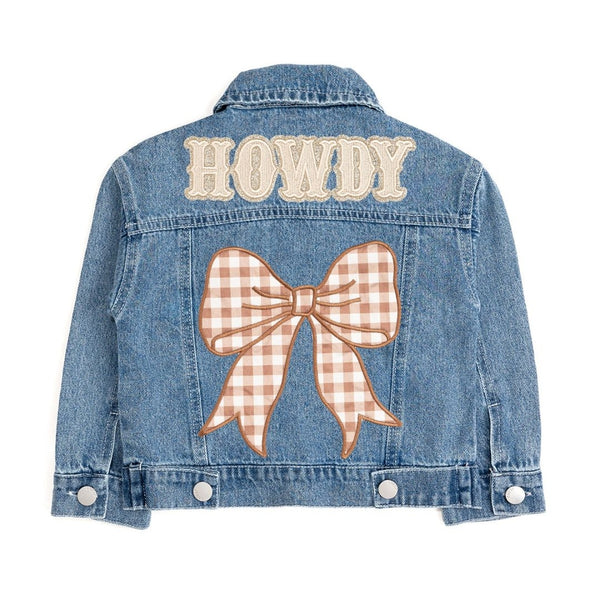 Howdy Gingham Bow Patch Denim Jacket