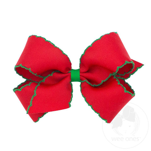 Medium Moonstitch Grosgrain Hair Bow with Contrasting Wrap